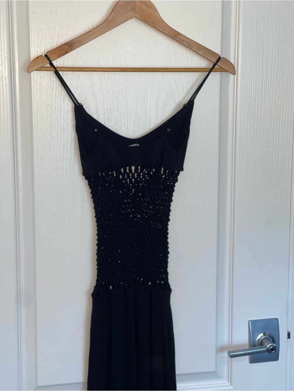 NEW INDAH BELLA DRESS $240 Black Mesh Cutout Maxi Dress Crochet Sz XS - Picture 10 of 16